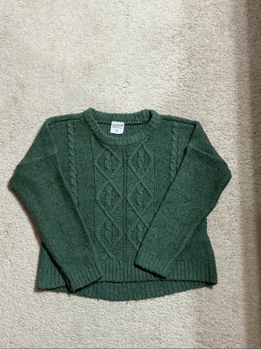 abercrombie kids Dark Green Cable Knit Crew Sweater